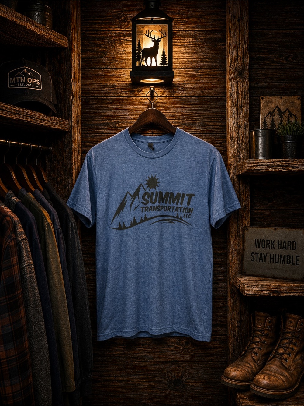 District Mens Large Blue Summit Transportation Graphic Tee Short Sleeve
